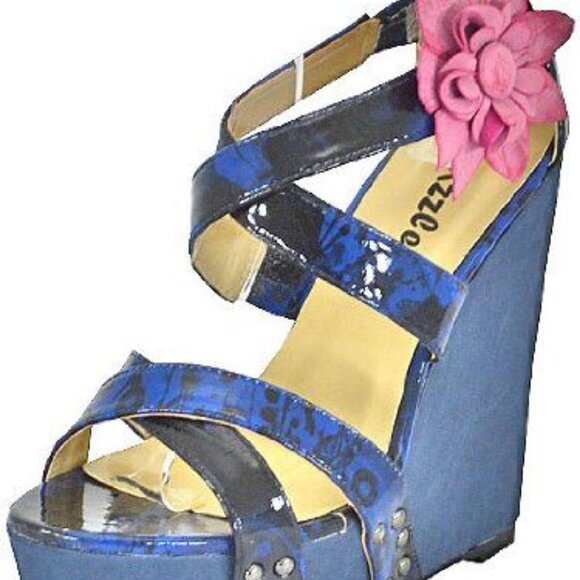 Shoes - PAZZLE " SCARLET THE BLUE " With Pink Flower ( BRAND NEW !!! )